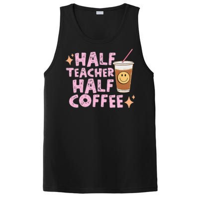 Half Teacher Half Coffee Groovy Teacher's Day PosiCharge Competitor Tank