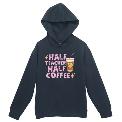 Half Teacher Half Coffee Groovy Teacher's Day Urban Pullover Hoodie