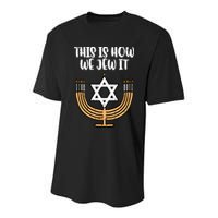 Hanukkah This How We Jew It Chanukah Menorah Youth Performance Sprint T-Shirt