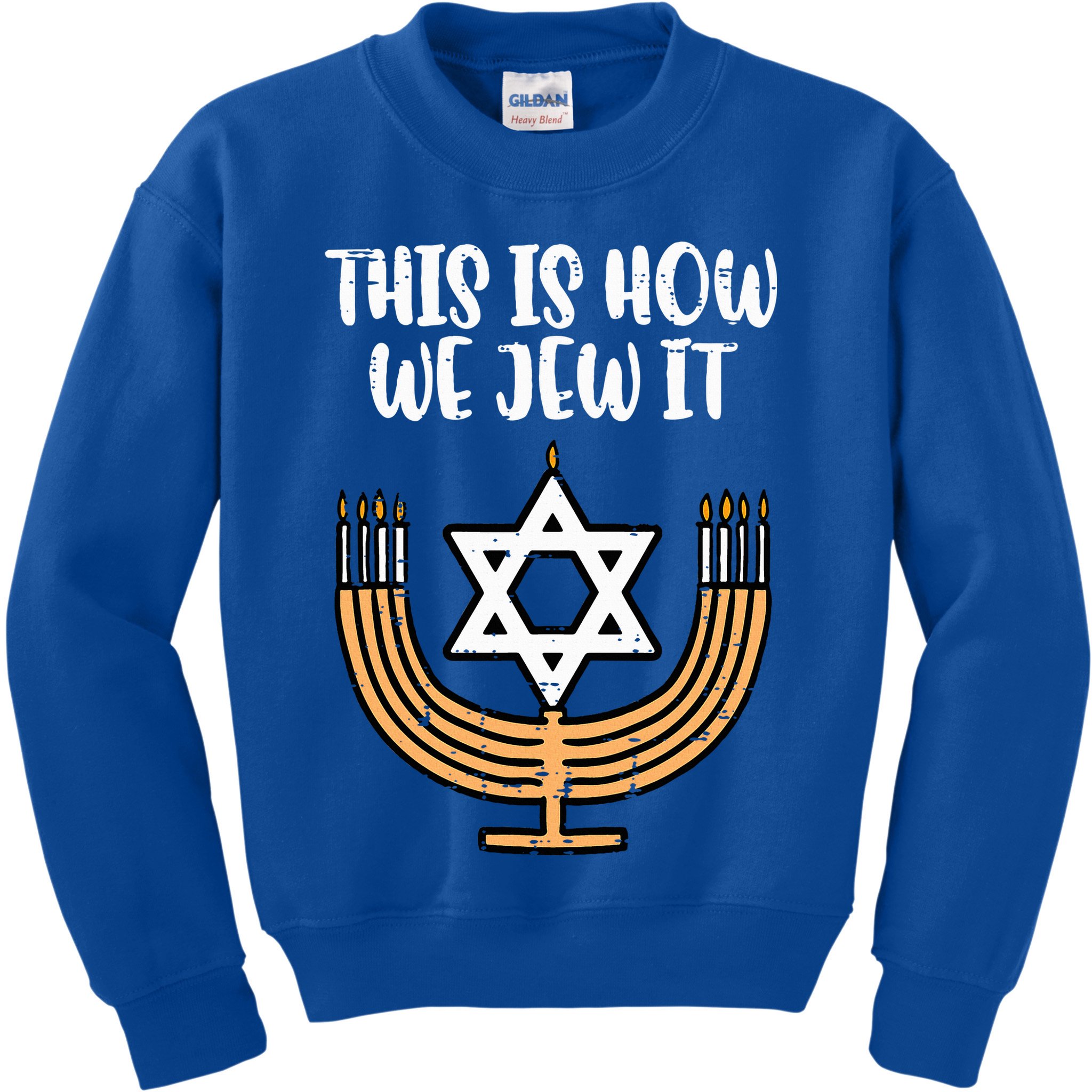 Hanukkah This How We Jew It Chanukah Menorah Kids Sweatshirt