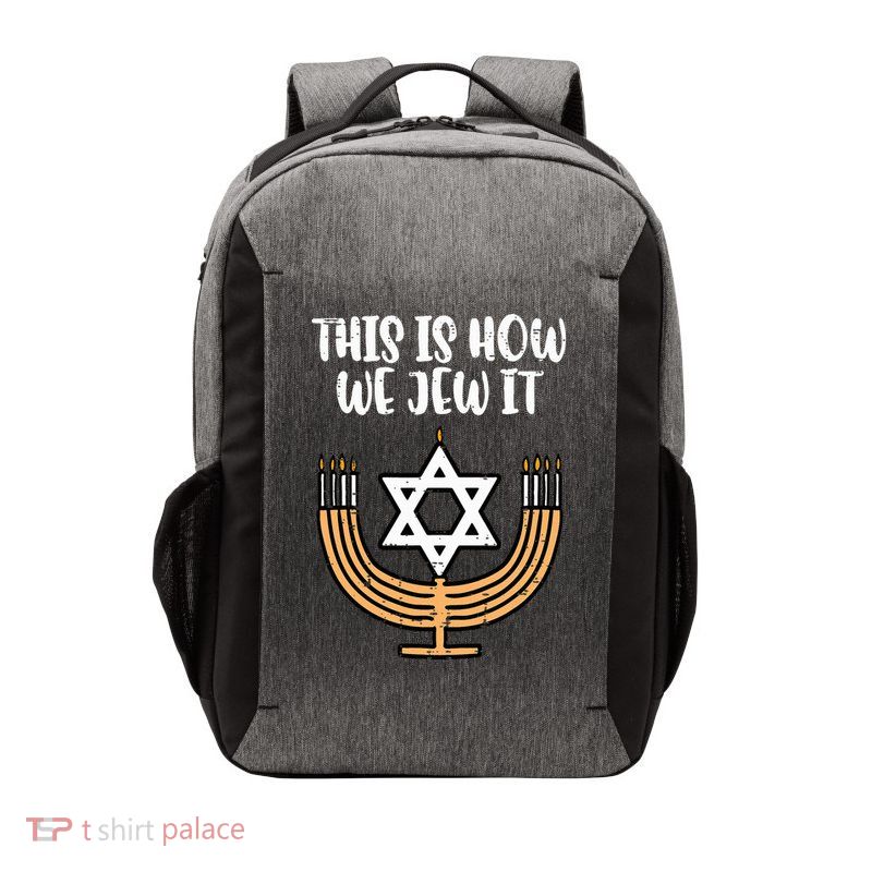 Hanukkah This How We Jew It Chanukah Menorah Vector Backpack