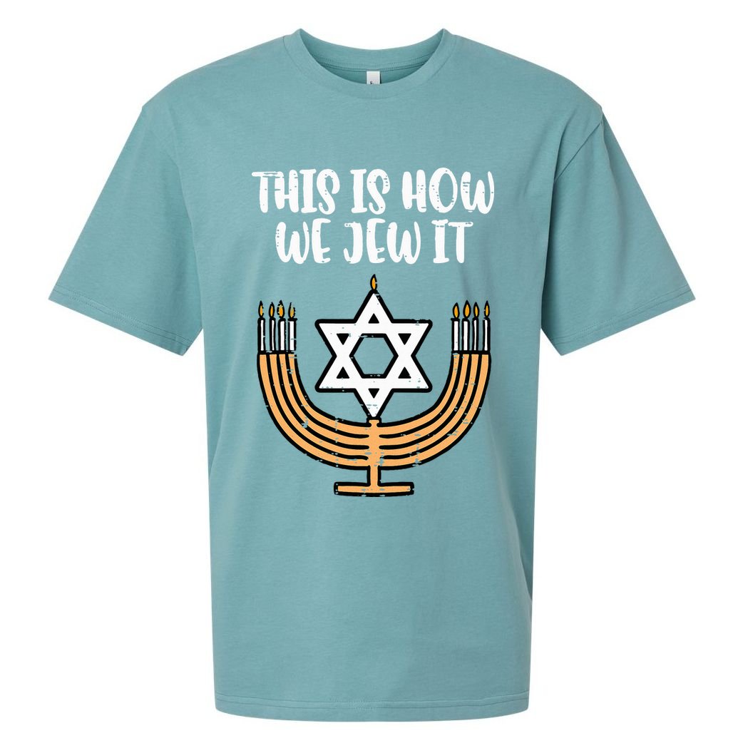 Hanukkah This How We Jew It Chanukah Menorah Sueded Cloud Jersey T-Shirt