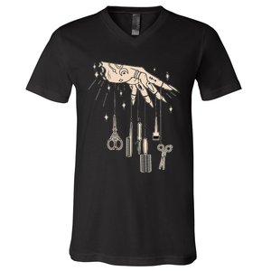 Hairstylist Tattooed Hairdresser Work Hair Salon V-Neck T-Shirt