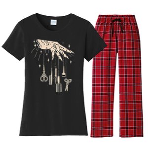 Hairstylist Tattooed Hairdresser Work Hair Salon Women's Flannel Pajama Set