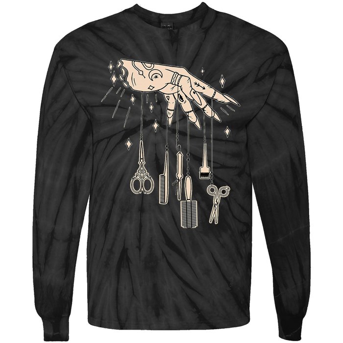 Hairstylist Tattooed Hairdresser Work Hair Salon Tie-Dye Long Sleeve Shirt