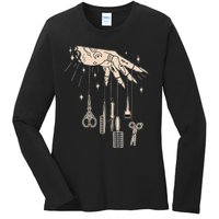 Hairstylist Tattooed Hairdresser Work Hair Salon Ladies Long Sleeve Shirt