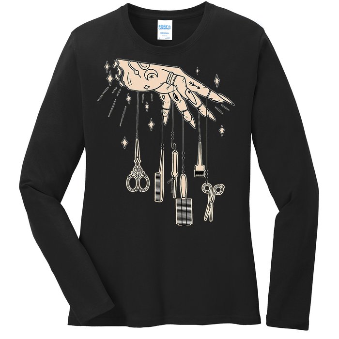 Hairstylist Tattooed Hairdresser Work Hair Salon Ladies Long Sleeve Shirt