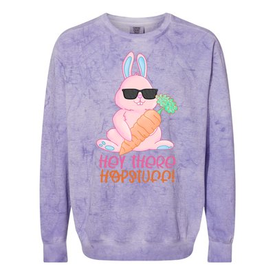 Hey There Hop Stuff Cute Bunny Colorblast Crewneck Sweatshirt