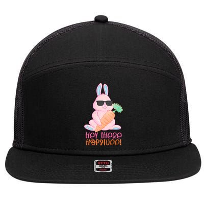Hey There Hop Stuff Cute Bunny 7 Panel Mesh Trucker Snapback Hat