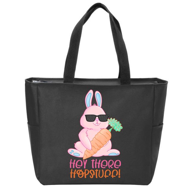 Hey There Hop Stuff Cute Bunny Zip Tote Bag