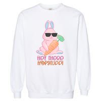 Hey There Hop Stuff Cute Bunny Garment-Dyed Sweatshirt