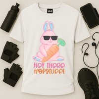 Hey There Hop Stuff Cute Bunny Performance Shirt