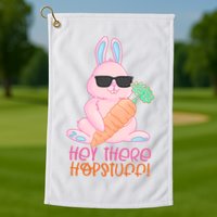Hey There Hop Stuff Cute Bunny Golf Towel