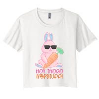 Hey There Hop Stuff Cute Bunny Women's Crop Top Tee