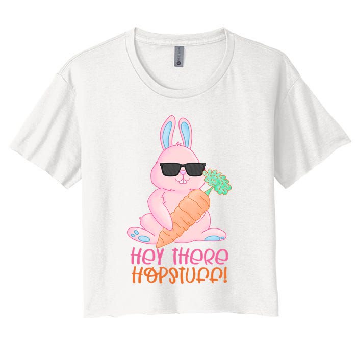 Hey There Hop Stuff Cute Bunny Women's Crop Top Tee