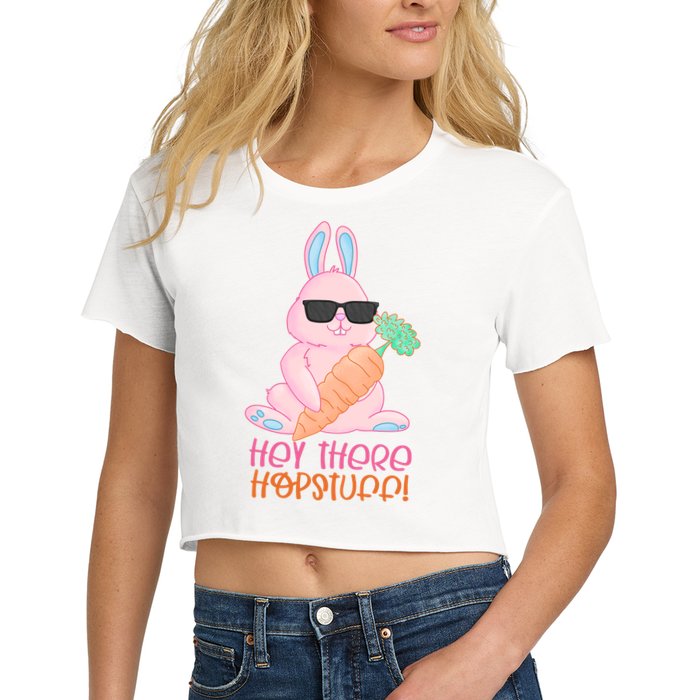 Hey There Hop Stuff Cute Bunny Women's Crop Top Tee