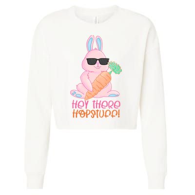 Hey There Hop Stuff Cute Bunny Cropped Pullover Crew