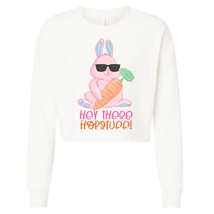 Hey There Hop Stuff Cute Bunny Cropped Pullover Crew