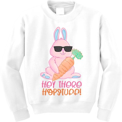 Hey There Hop Stuff Cute Bunny Kids Sweatshirt