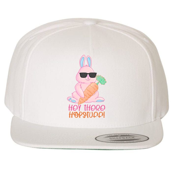 Hey There Hop Stuff Cute Bunny Wool Snapback Cap