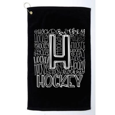 Hockey Typography Hockey Mom Ice Hockey Game Day Hockey Gift Platinum Collection Golf Towel