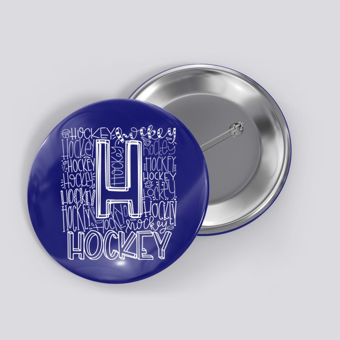 Hockey Typography Hockey Mom Ice Hockey Game Day Hockey Gift Button