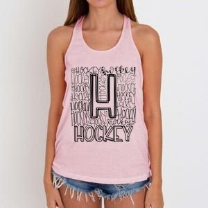 Hockey Typography Hockey Mom Ice Hockey Game Day Hockey Gift Women's Knotted Racerback Tank