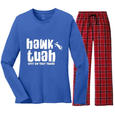 Hawk Tuah Hauk Tooh Funny Spit On That Thing Women's Long Sleeve Flannel Pajama Set 