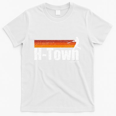 H Town Houston City Texas Baseball Vintage Stripes T-Shirt