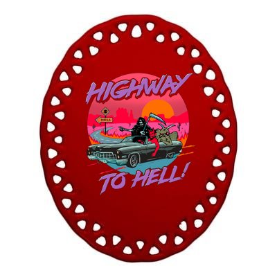 Highway to Hell Ceramic Oval Ornament