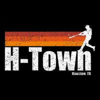 H Town Houston City Texas Baseball Vintage Stripes Button