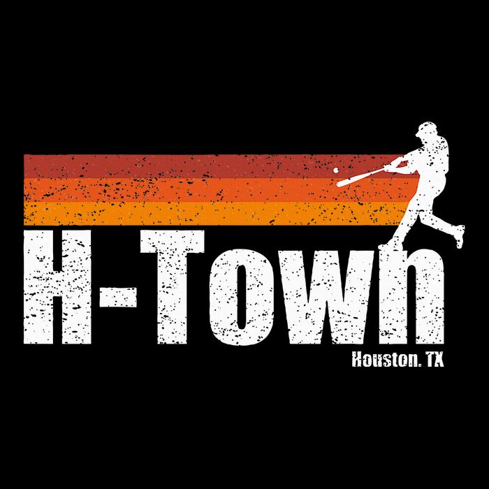 H Town Houston City Texas Baseball Vintage Stripes Button