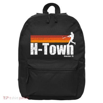 H Town Houston City Texas Baseball Vintage Stripes 16 in Basic Backpack