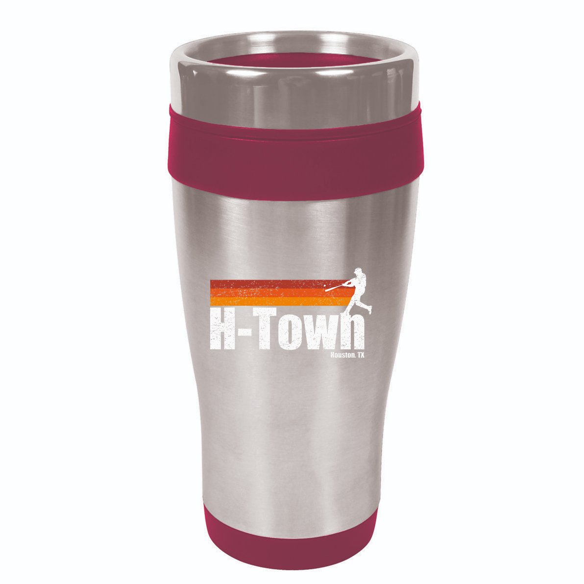 H Town Houston City Texas Baseball Vintage Stripes 16oz Travel Tumbler