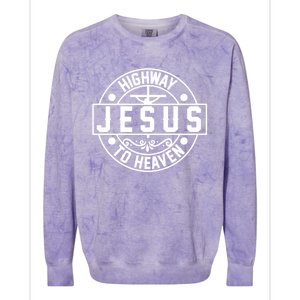 Highway To Heaven Love Jesus Christian Christmas Cool Gift Colorblast Crewneck Sweatshirt