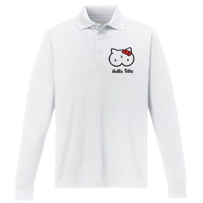 Hello Titty Performance Long Sleeve Polo