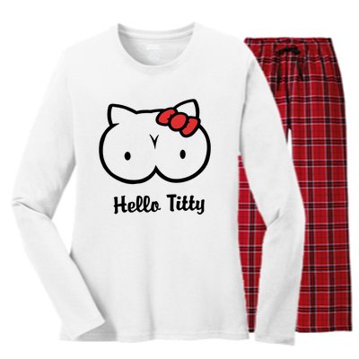 Hello Titty Women's Long Sleeve Flannel Pajama Set 