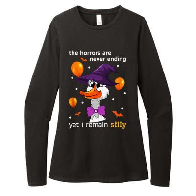 Halloween The Horrors Are Never Ending Yet I Remain Silly Womens CVC Long Sleeve Shirt