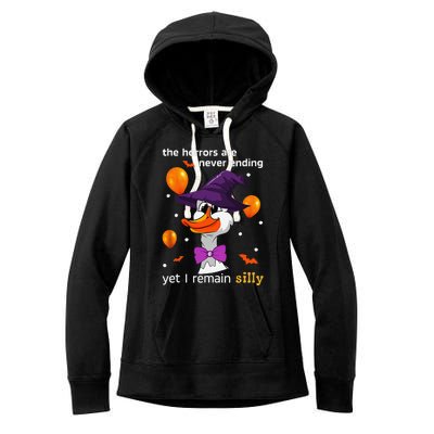 Halloween The Horrors Are Never Ending Yet I Remain Silly Women's Fleece Hoodie