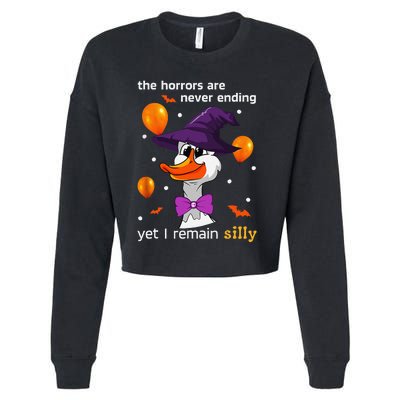 Halloween The Horrors Are Never Ending Yet I Remain Silly Cropped Pullover Crew