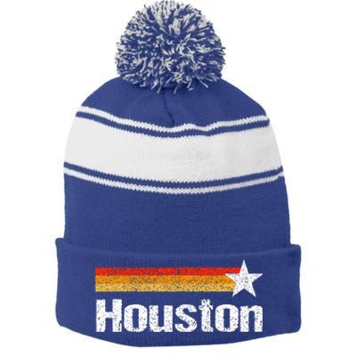 Houston Texas Houston Strong Stripes Usa Texas Stripe Pom Pom Beanie