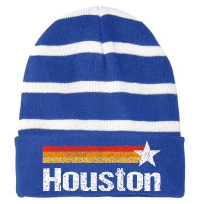 Houston Texas Houston Strong Stripes Usa Texas Striped Beanie with Solid Band