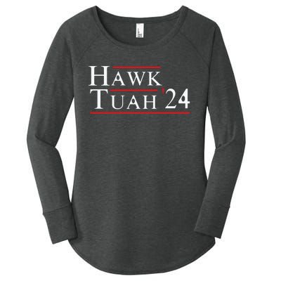 Hawk Tuah Hawk Tuah 24 Spit On That Thang Women's Perfect Tri Tunic Long Sleeve Shirt