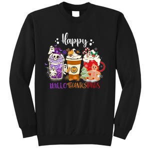 Halloween Thanksgiving Happy HalloThanksMas Coffee Latte Tall Sweatshirt