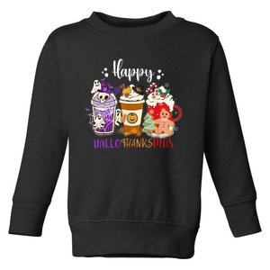 Halloween Thanksgiving Happy HalloThanksMas Coffee Latte Toddler Sweatshirt