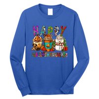 Halloween Thanksgiving Happy Hallothanksmas Coffee Latte Gift Long Sleeve Shirt