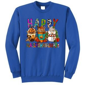 Halloween Thanksgiving Happy Hallothanksmas Coffee Latte Gift Sweatshirt