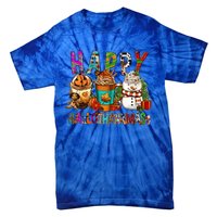 Halloween Thanksgiving Happy Hallothanksmas Coffee Latte Gift Tie-Dye T-Shirt