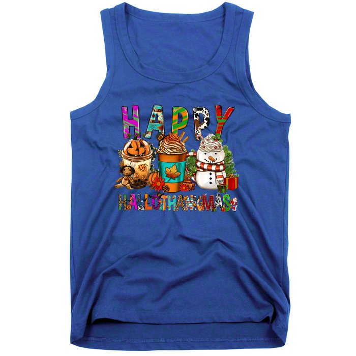 Halloween Thanksgiving Happy Hallothanksmas Coffee Latte Gift Tank Top