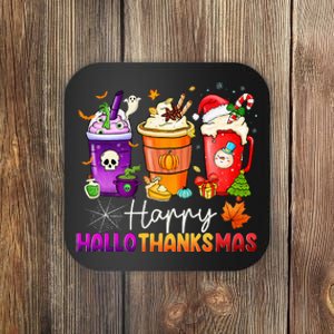 Halloween Thanksgiving Happy Hallothanksmas Coffee Latte Coaster